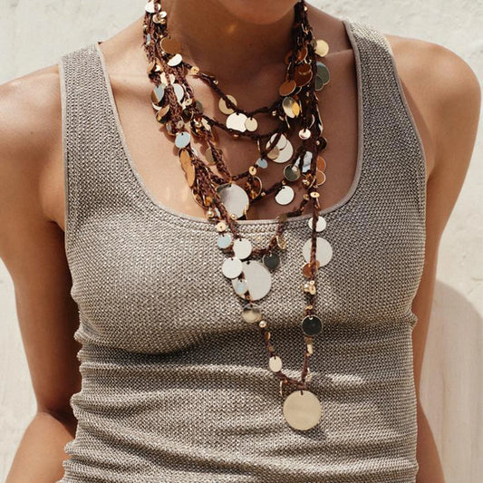 Collar Kamira – Cascada Boho de Monedas y Carácter Tribal