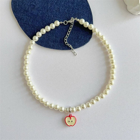 Collar con Perlas y Manzanita — Edición Candy