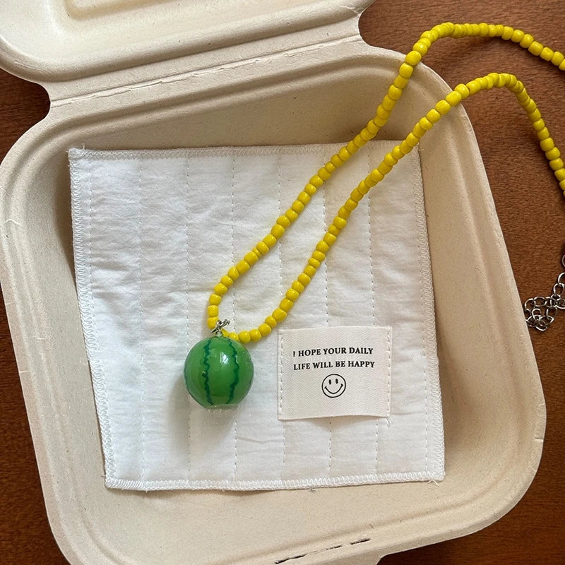 Fruit Pop — Dopamine Fruit Pendant Bead Choker Necklace