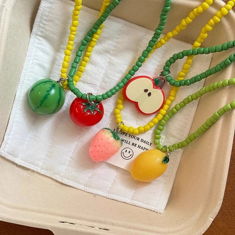 Fruit Pop — Dopamine Fruit Pendant Bead Choker Necklace