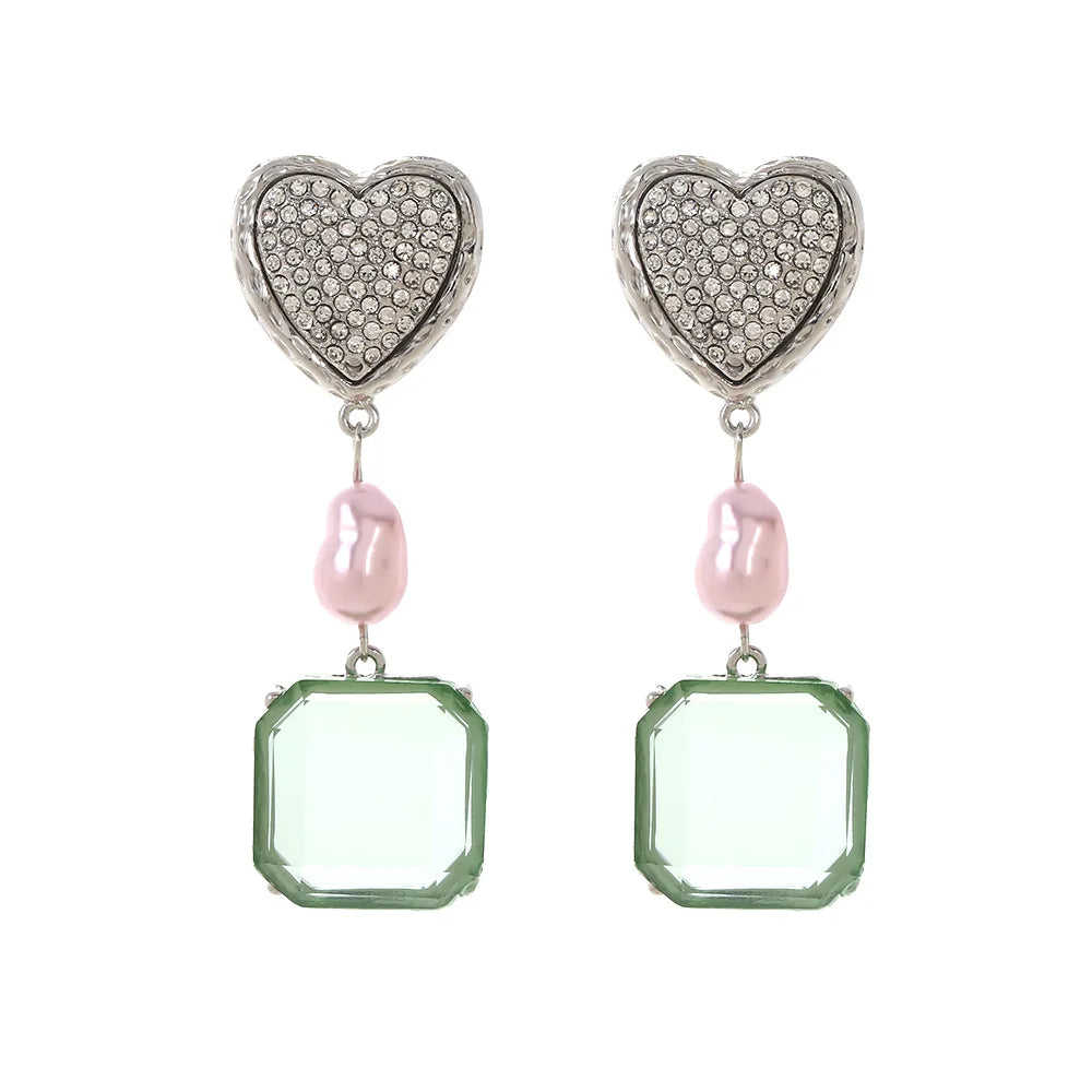 Aretes Lunaria – Corazon y Perlas