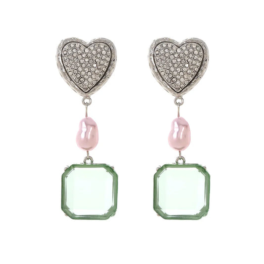 Aretes Lunaria – Corazon y Perlas